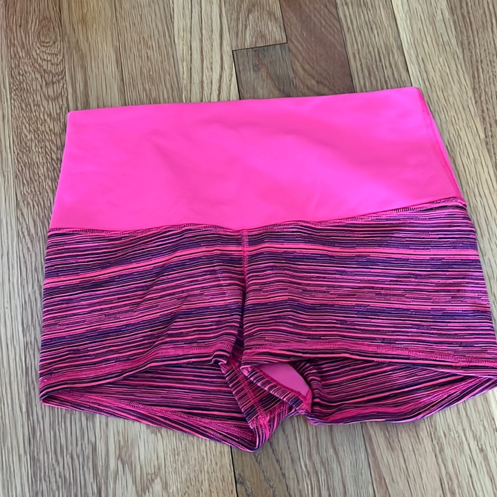 Lululemon Boogie Roll Down Coral Pink/ Navy Stripe Shorts